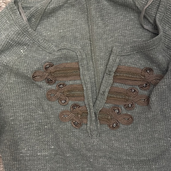 Free people military style Henley small gray - Picture 2 of 4